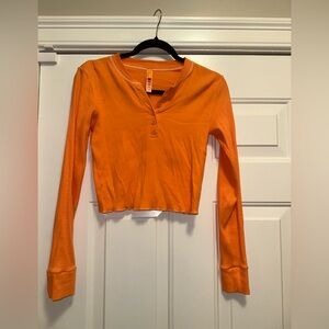 Skims Orange Long Sleeve Henley Top